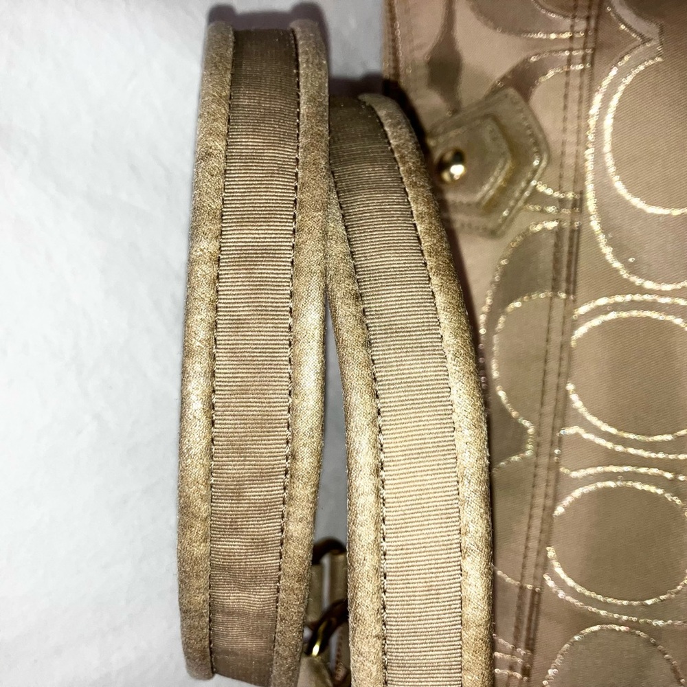 VTG Y2K COACH Poppy Glam Tote Bag in Gold Metallic Beige Clear Hang Tag 17890 - Picture 8 of 16